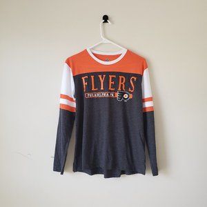 Philadelphia Flyers Long Sleeve T-Shirt Tee Womens Small 4/6 Gray Orang NHL NWOT